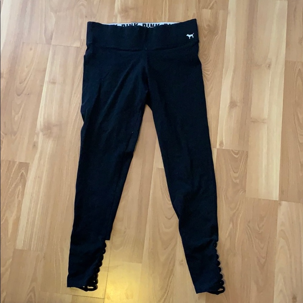 Pink leggings! With cutout at bottom of leg